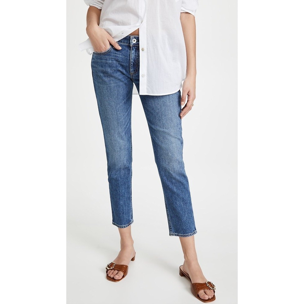 Rag & Bone Dre Low Rise Slim Boyfriend Jeans Blue Stretch Skinny Crop Denim 23